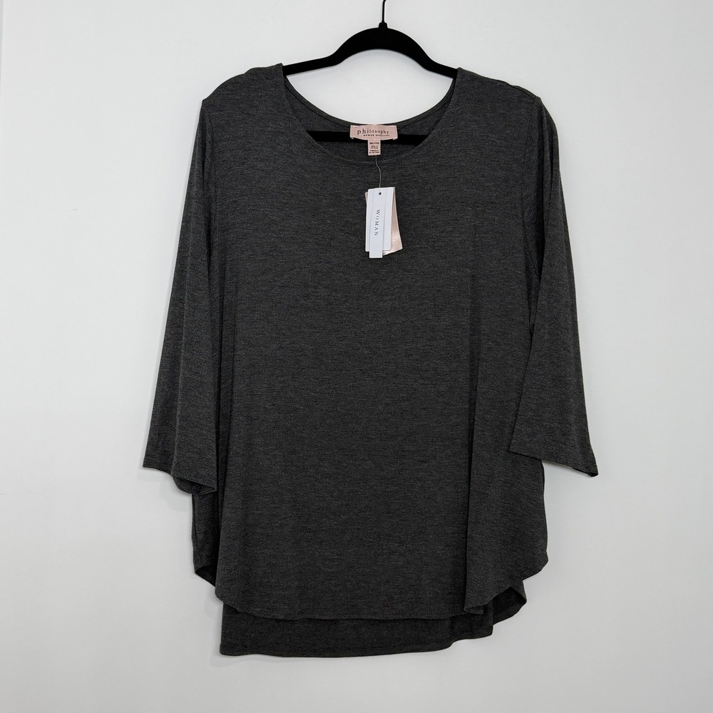Philosophy Woman 2X Gray Soft Knit Tunic Top NWT